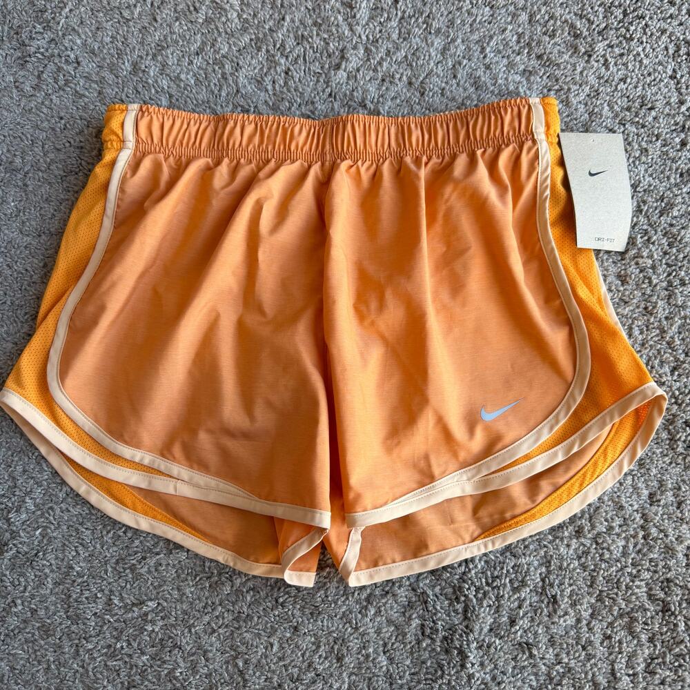 NWT Nike Womens Tempo Dri-Fit Orange Brief Lined Running Athletic Shorts Medium